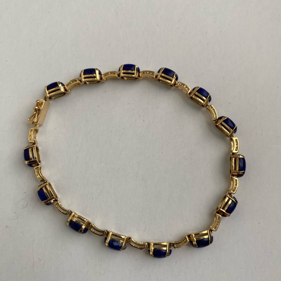 14K Lapis Lazuli Greek Tennis Bracelet - Picture 11 of 16